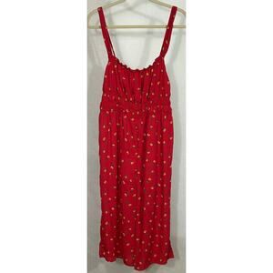 ROW A Red Floral Wide Leg Sleeveless Romper Jumpsuit Size XL